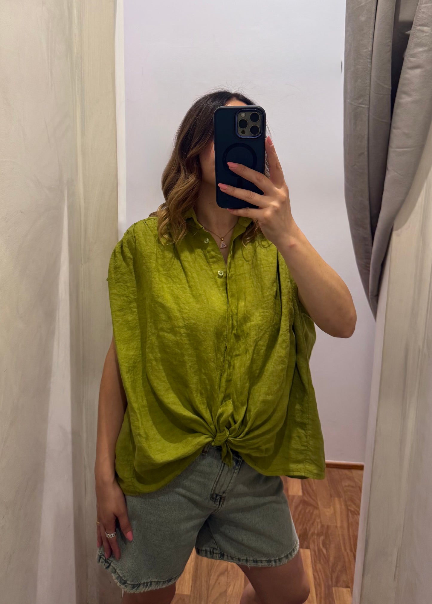 Camicia Lino Smanicata Verde - SUSY MIX