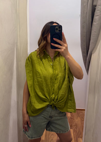 Camicia Lino Smanicata Verde - SUSY MIX