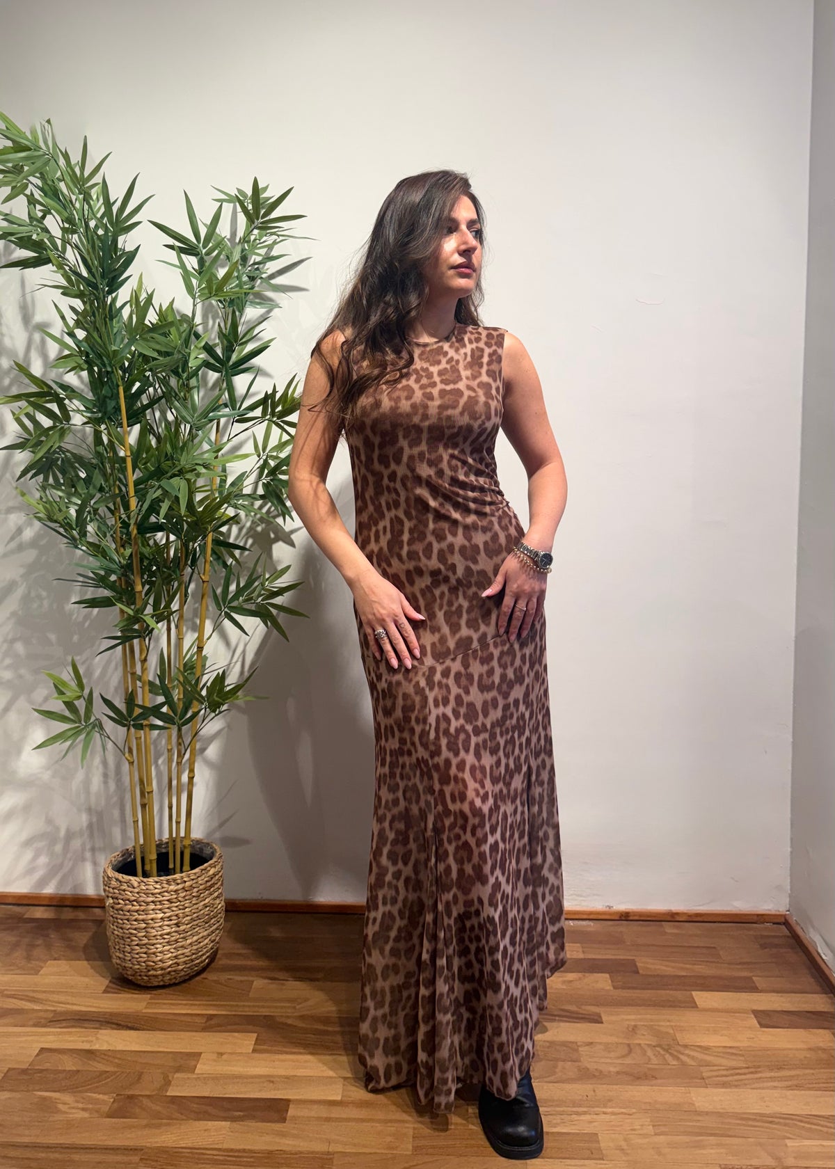 Abito lungo animalier in tulle - Susy Mix