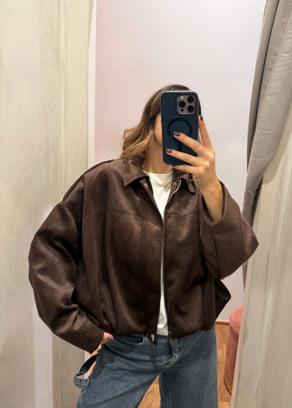 Bomber effetto camoscio Moro - Susy Mix