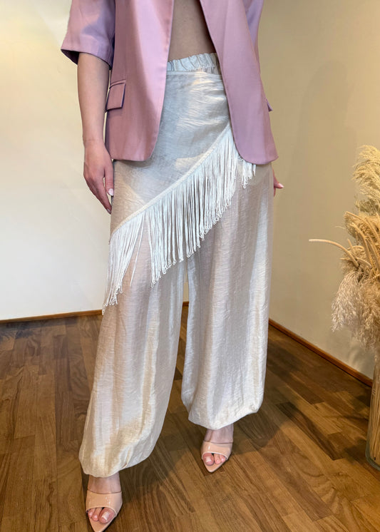 Pantalone Con Pareo Frange Beige - SUSY MIX