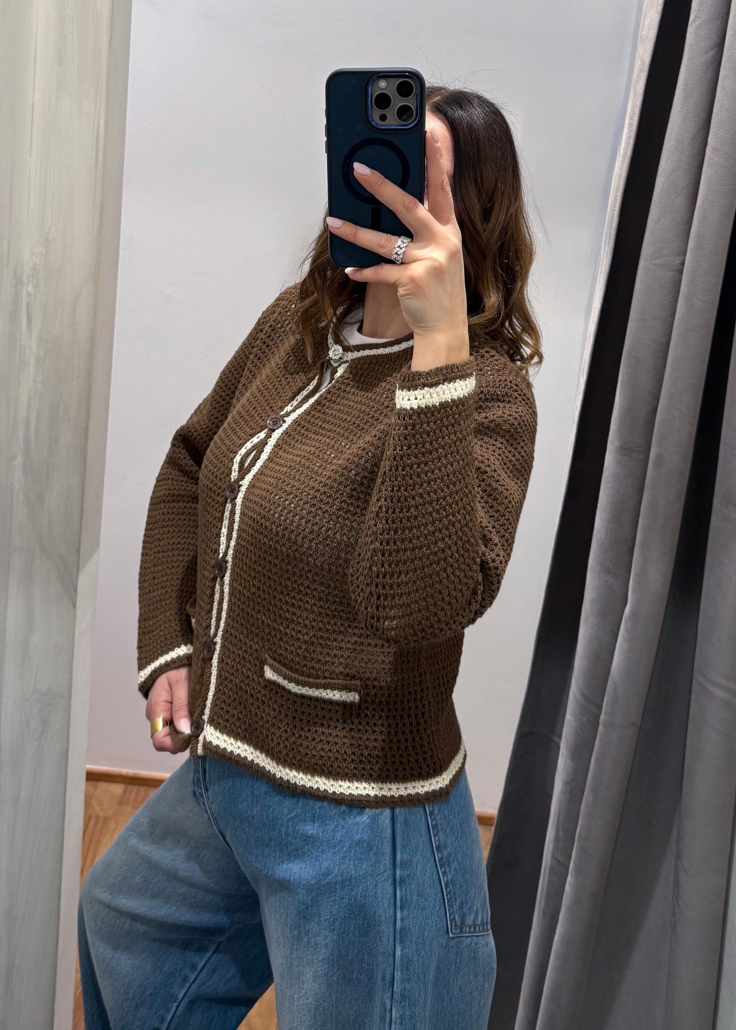 Cardigan Traforato Cacao - SUSY MIX - MARYGIÒ