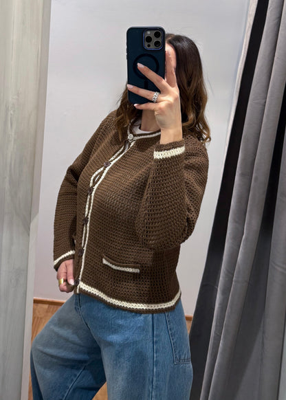 Cardigan Traforato Cacao - SUSY MIX - MARYGIÒ