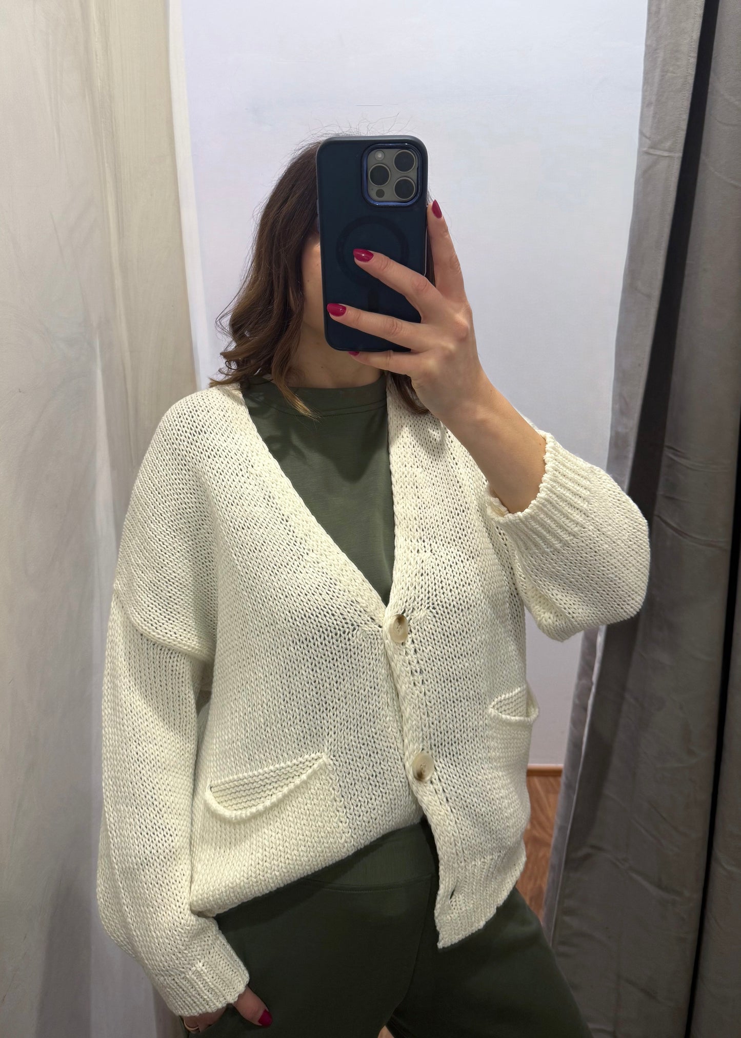 Cardigan Over con Tasche Crema - SUSY MIX - MARYGIÒ