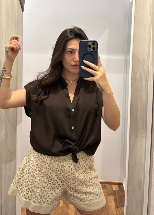 CAMICIA COREANA CIOCCOLATO - SUSY MIX - MARYGIÒ
