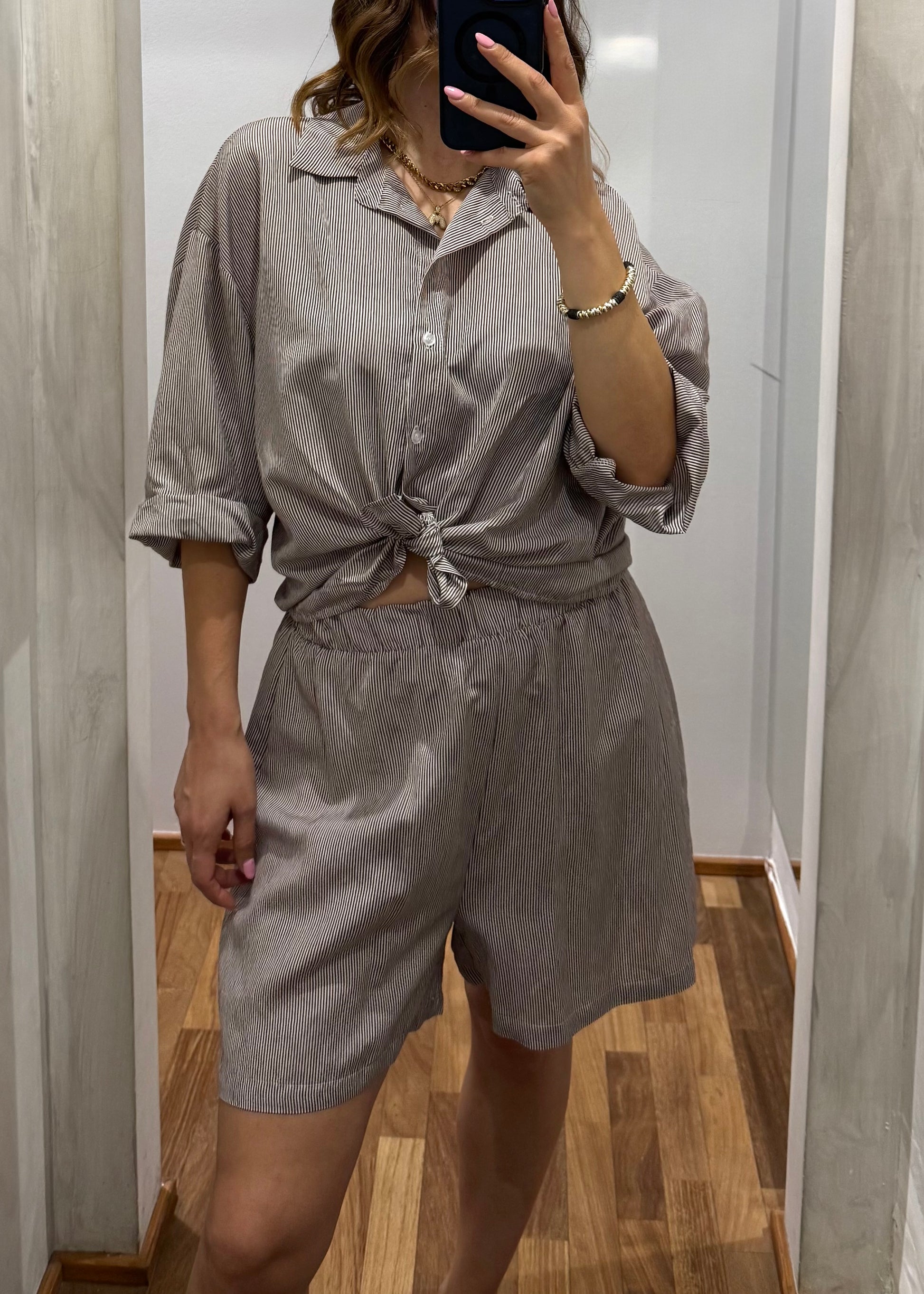 COORDINATO CAMICIA E SHORT RIGHE MORO - SUSY MIX - MARYGIÒ