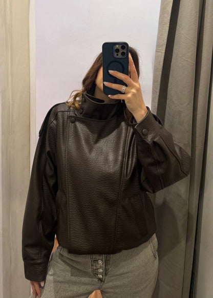 Bomber Ecopelle Martellata Moro - SUSY MIX