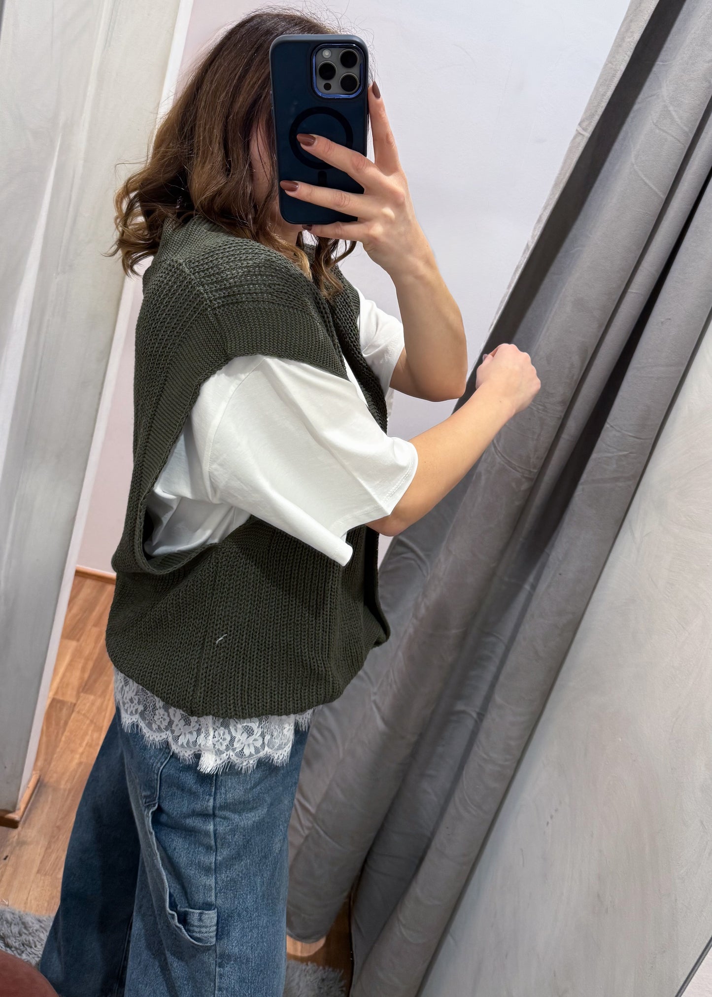 Maxi-Gilet in Cotone Verde Militare - SUSY MIX - MARYGIÒ