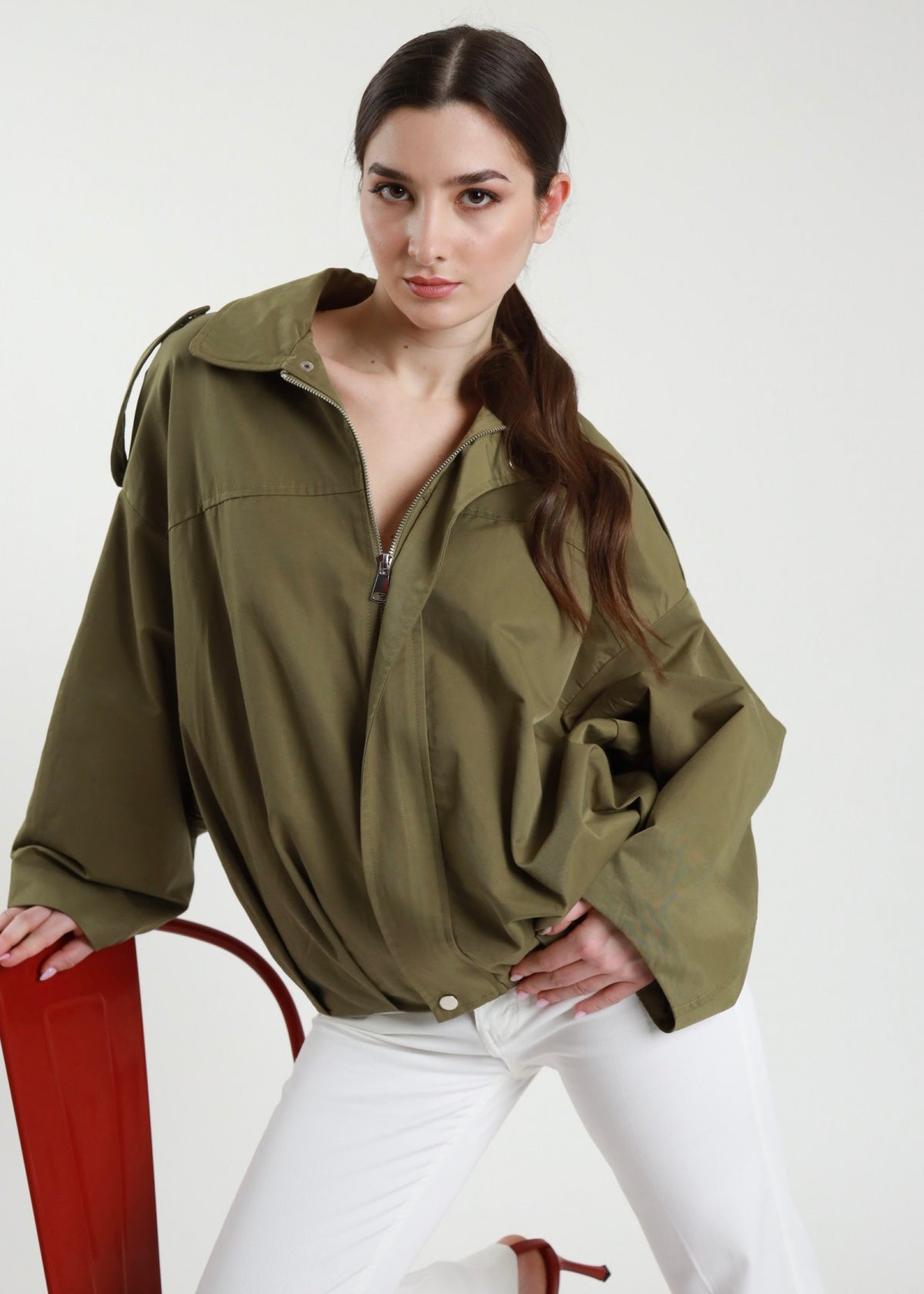 Trench Maniche Pipistrello Verde Militare - SUSY MIX