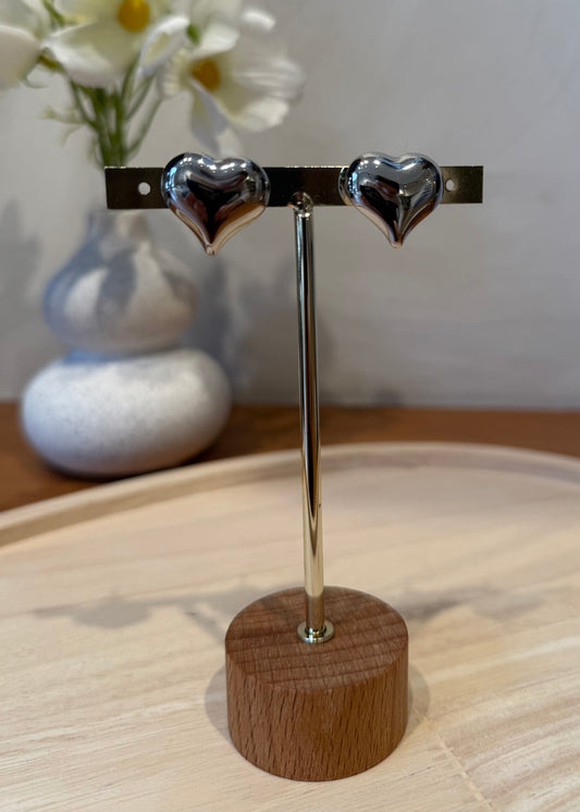 ORECCHINI CUORE MINI BOMBATO ARGENTO - MARYGIÒ