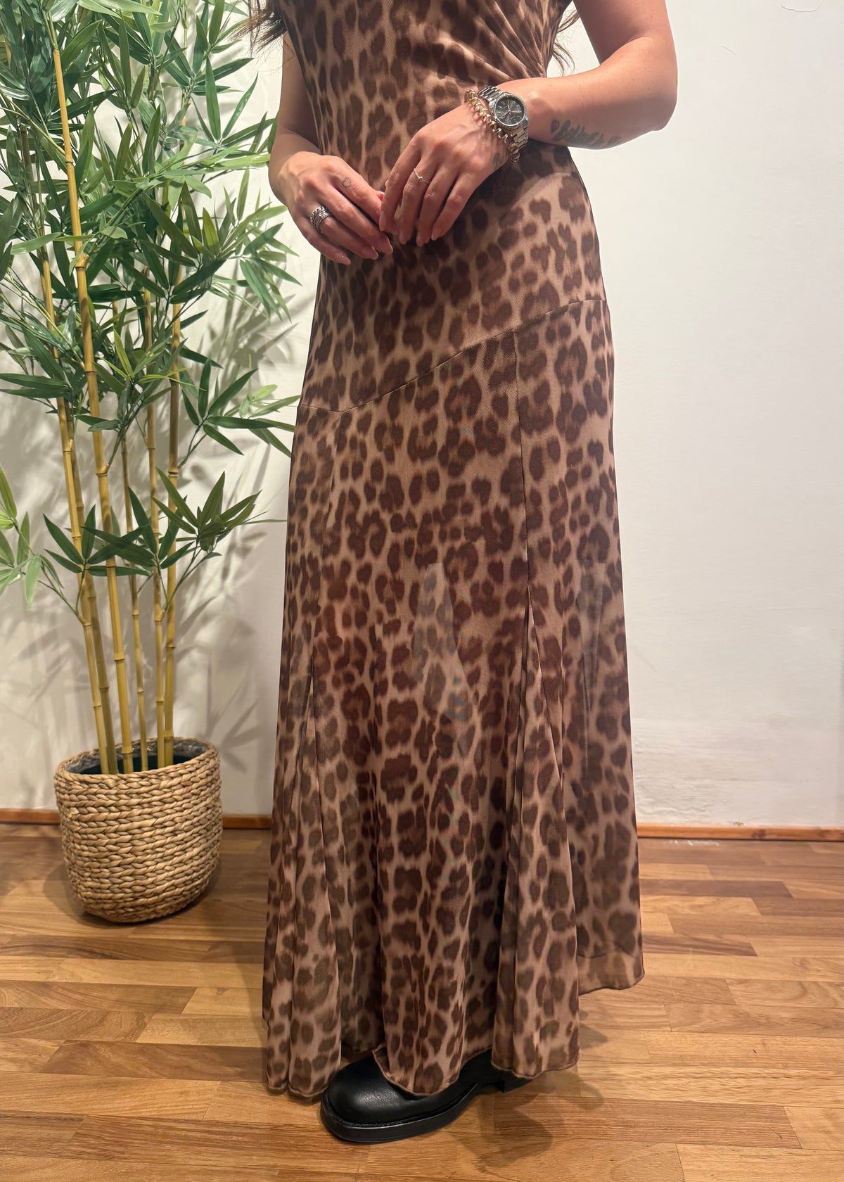 Abito lungo animalier in tulle - Susy Mix