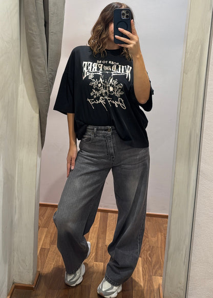 Jeans wide leg Grigio - Susy Mix