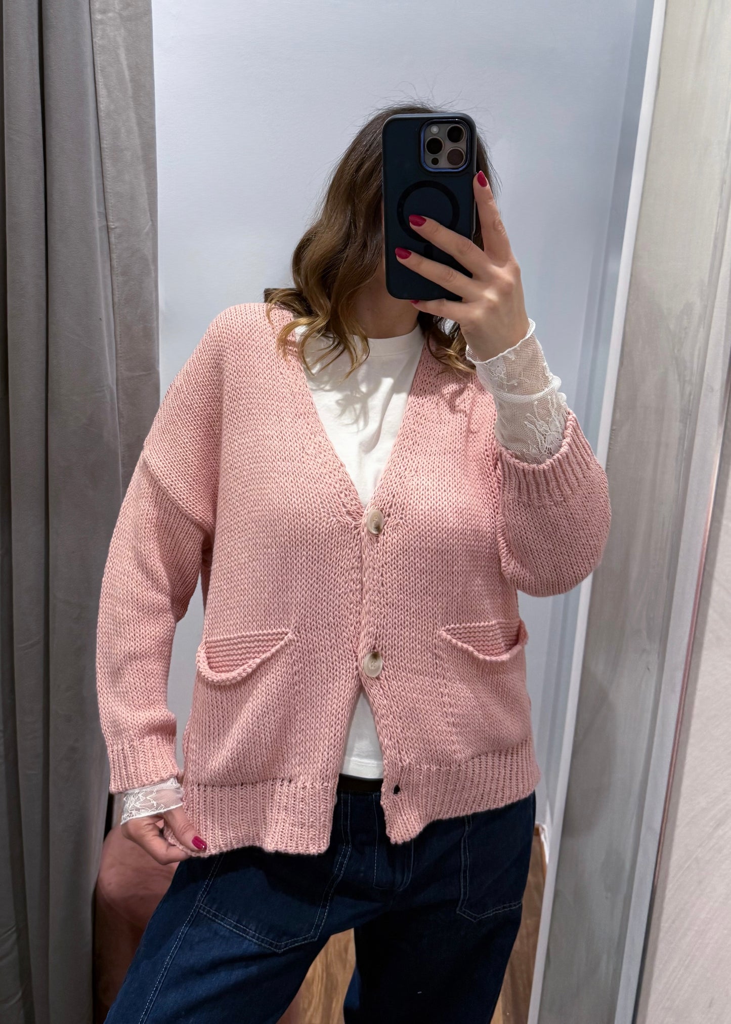 Cardigan Over con Tasche Rosa - SUSY MIX - MARYGIÒ