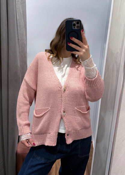 Cardigan Over con Tasche Rosa - SUSY MIX - MARYGIÒ
