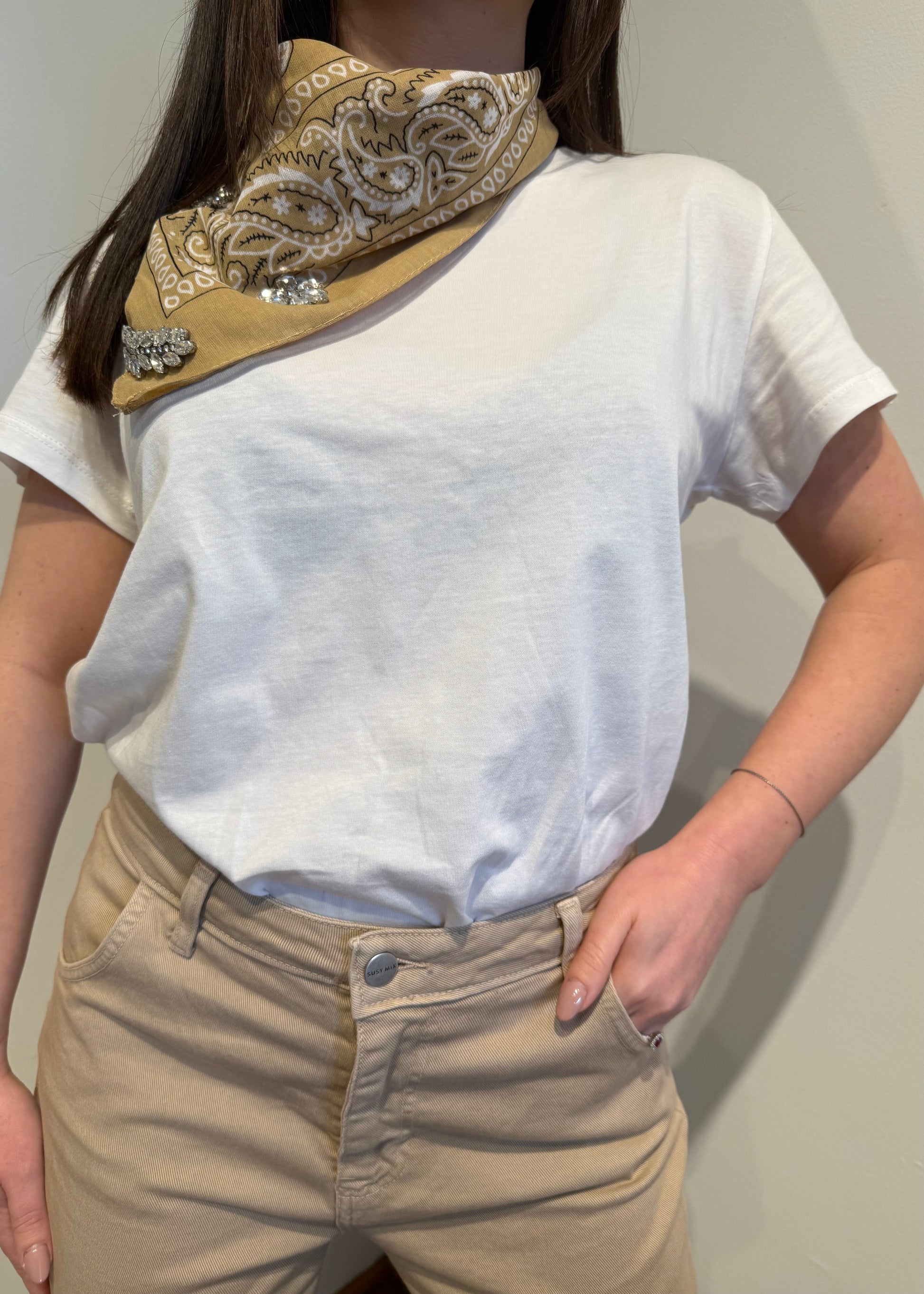 T-SHIRT CON BANDANA BEIGE - SUSY MIX - MARYGIÒ