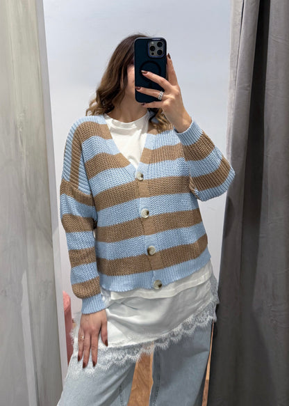 Cardigan Righe Celeste - SUSY MIX - MARYGIÒ