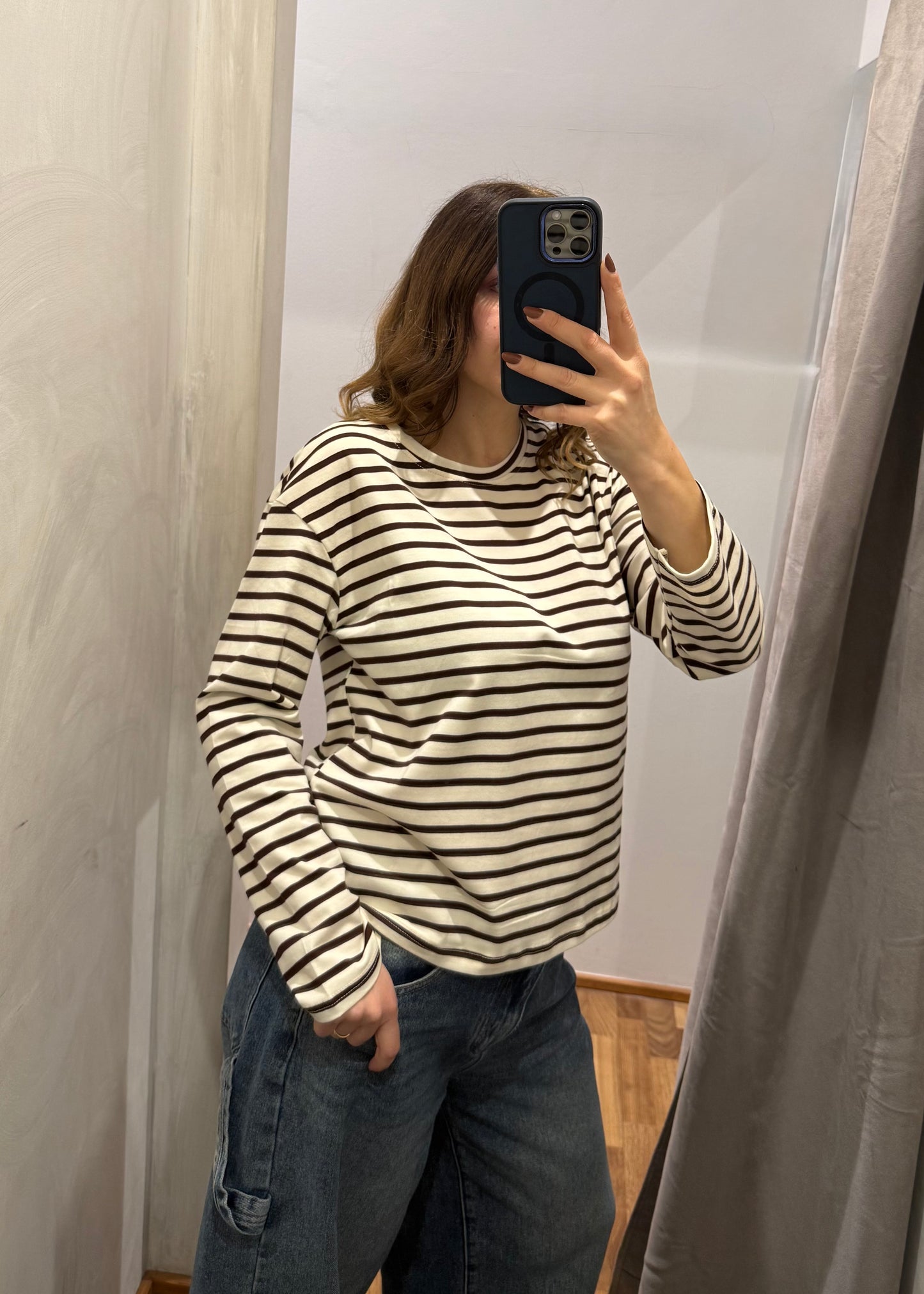 Maglietta a Righe Panna/Moro