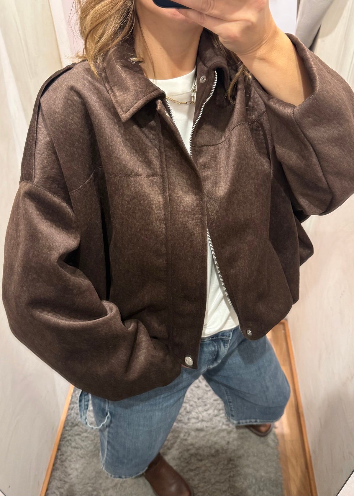 Bomber effetto camoscio Moro - Susy Mix