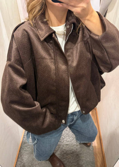 Bomber effetto camoscio Moro - Susy Mix