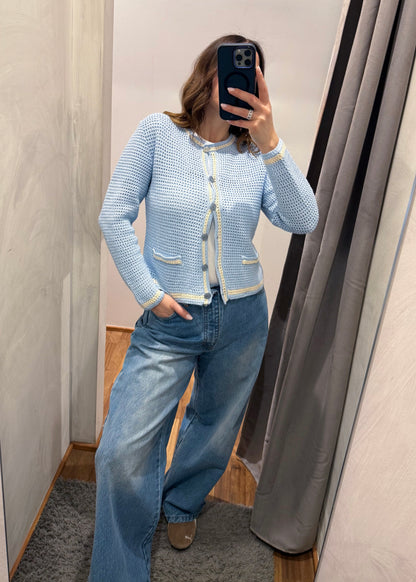 Cardigan Traforato Celeste - SUSY MIX