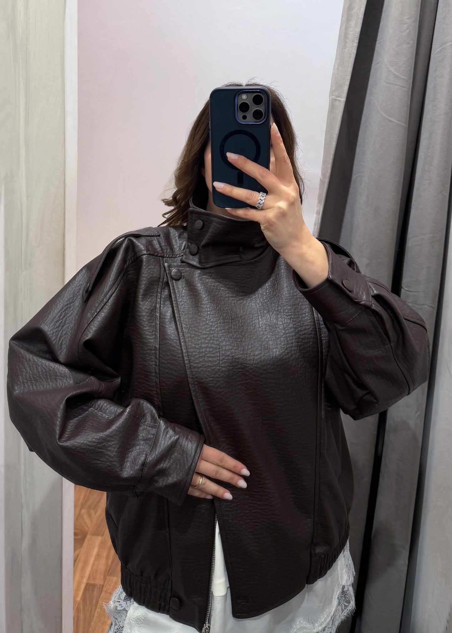 Bomber Ecopelle Martellata Moro - SUSY MIX - MARYGIÒ
