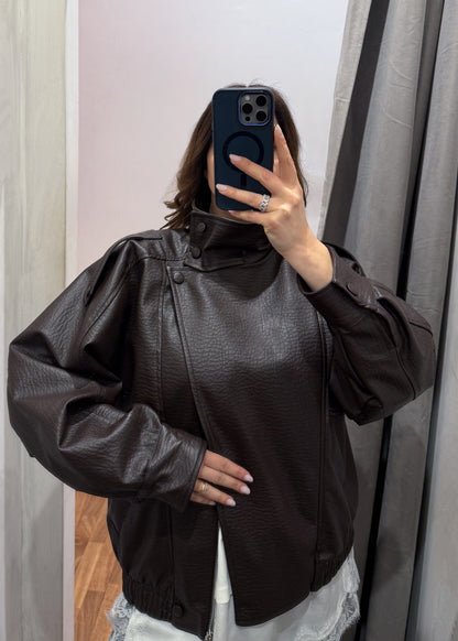 Bomber Ecopelle Martellata Moro - SUSY MIX - MARYGIÒ