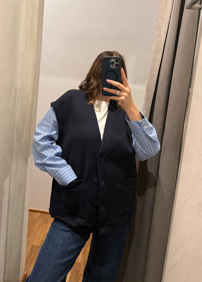 Cardigan in Felpa Blu Notte - LUMINA