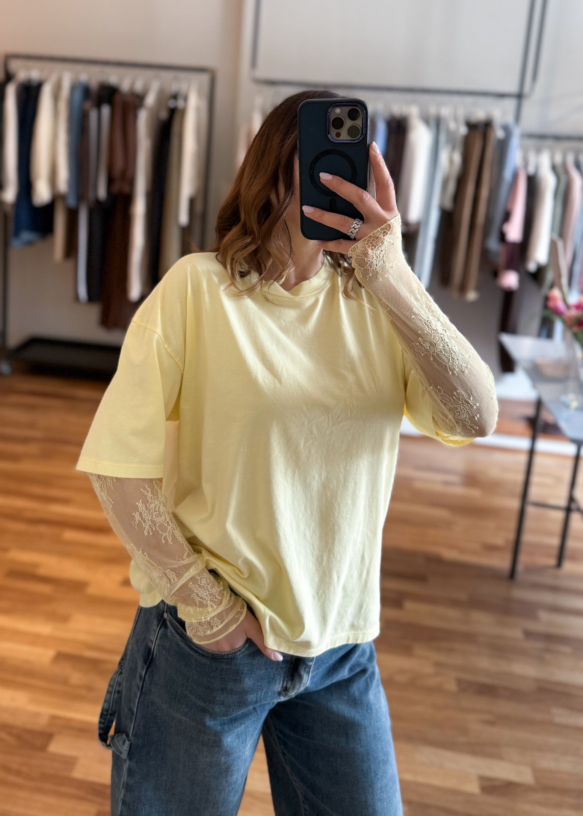 T-shirt Manica Pizzo Gialla - SUSY MIX - MARYGIÒ