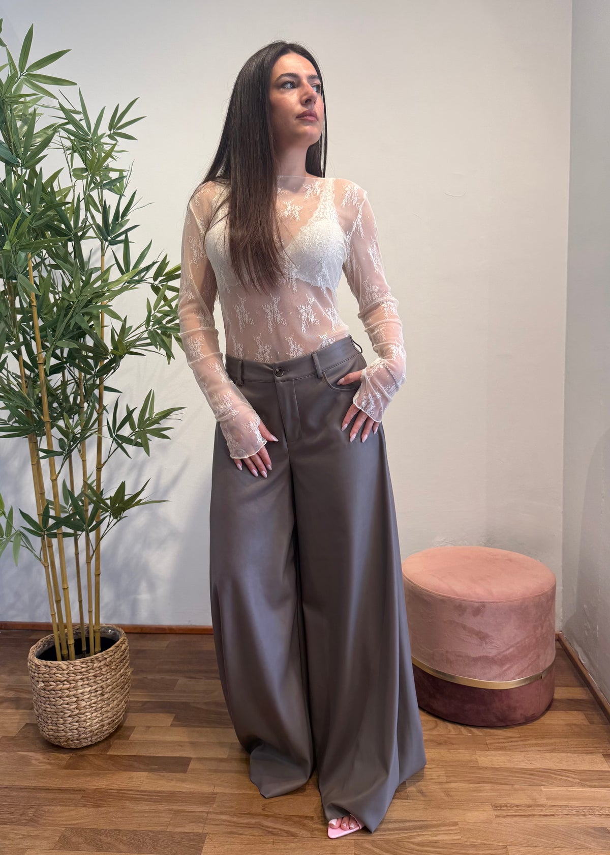 Pantalone palazzo ecopelle | più colori - Susy Mix