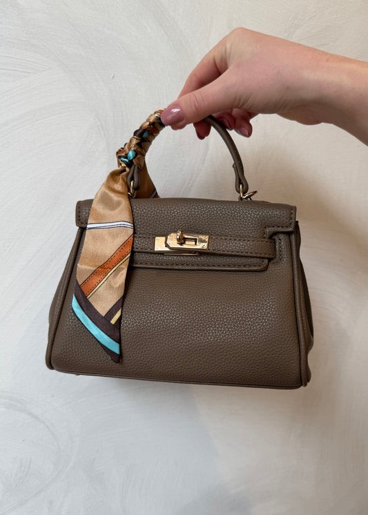 Borsa Ecopelle Lucchetto con Foulard Fango