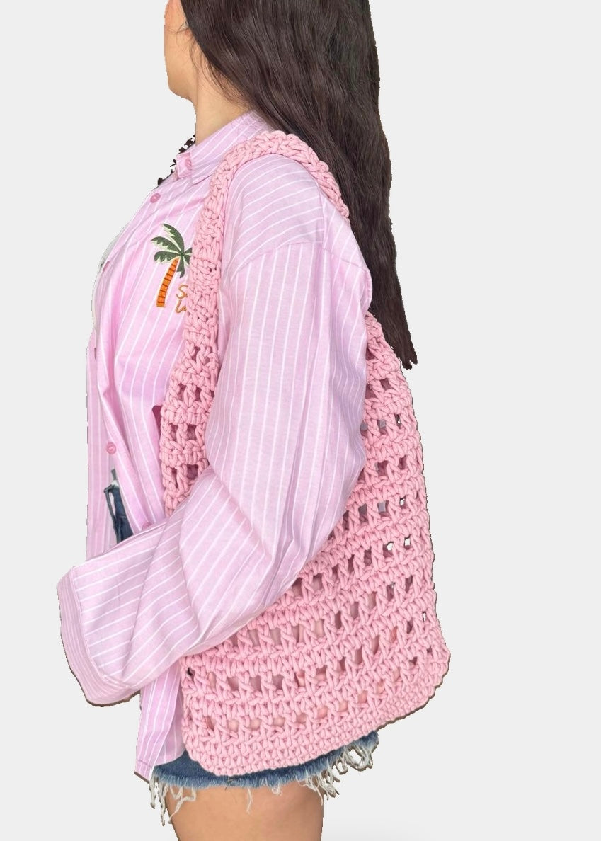 Borsa Uncinetto a Spalla Rosa - MARYGIÒ