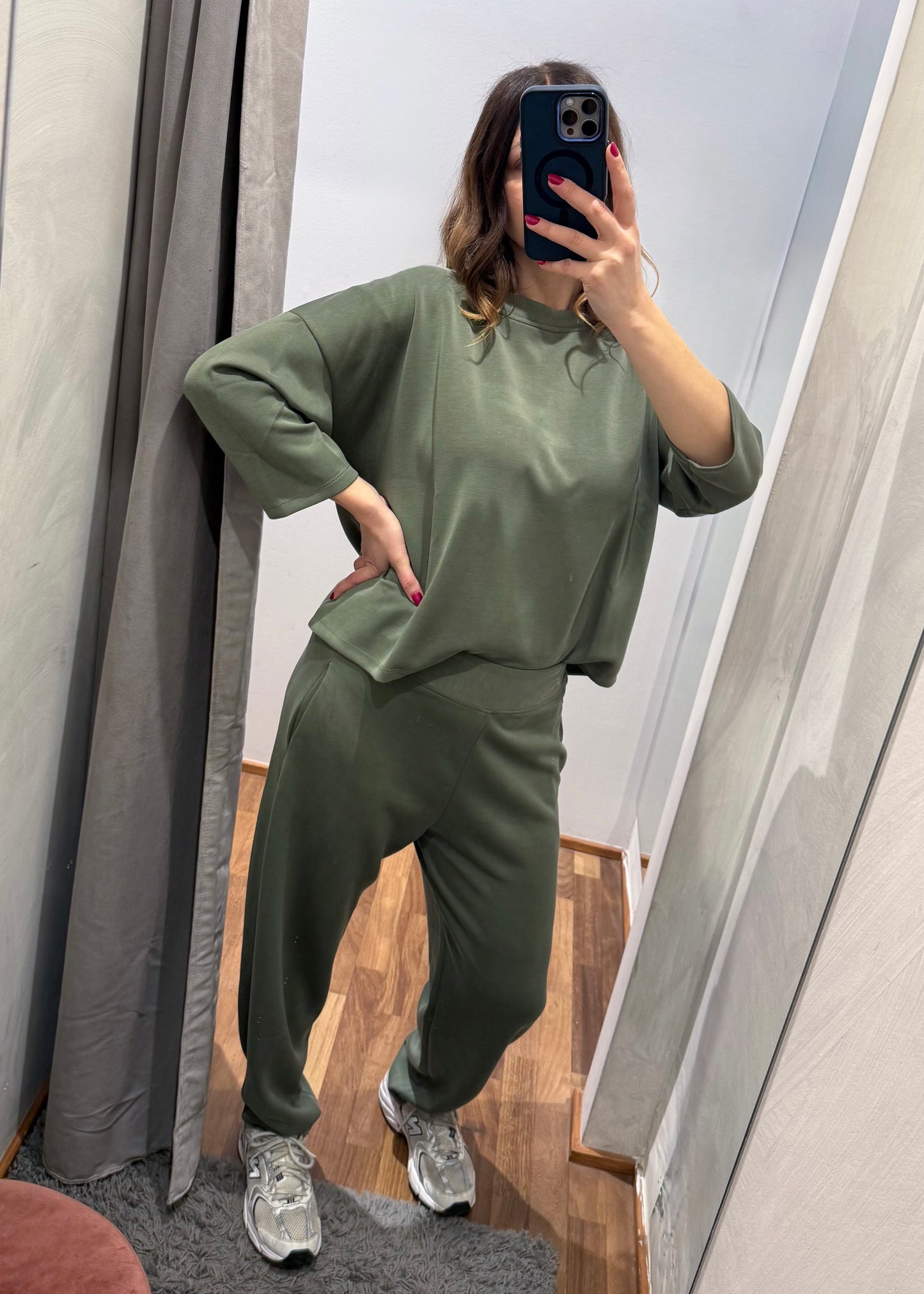 Completo Tuta in Scuba Leggera Verde Militare - SUSY MIX - MARYGIÒ