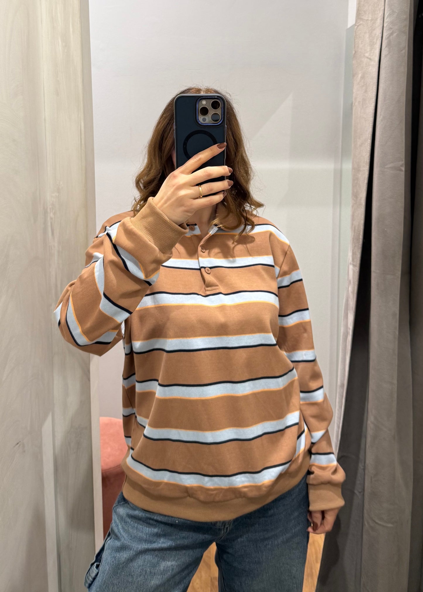 Polo a Righe Cammello