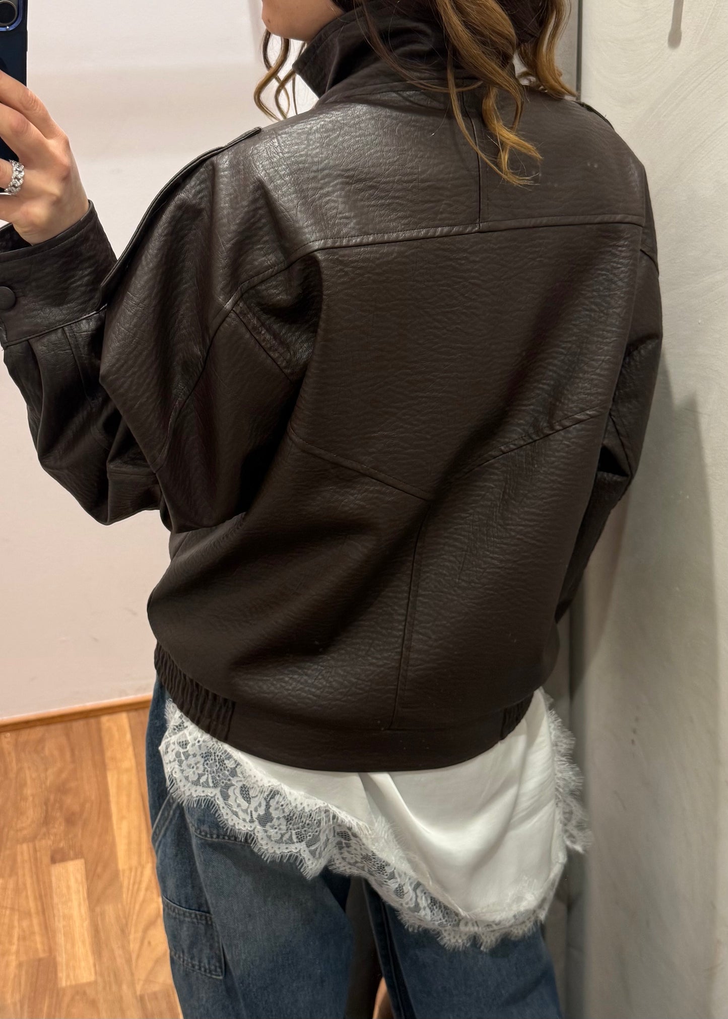 Bomber Ecopelle Martellata Moro - SUSY MIX