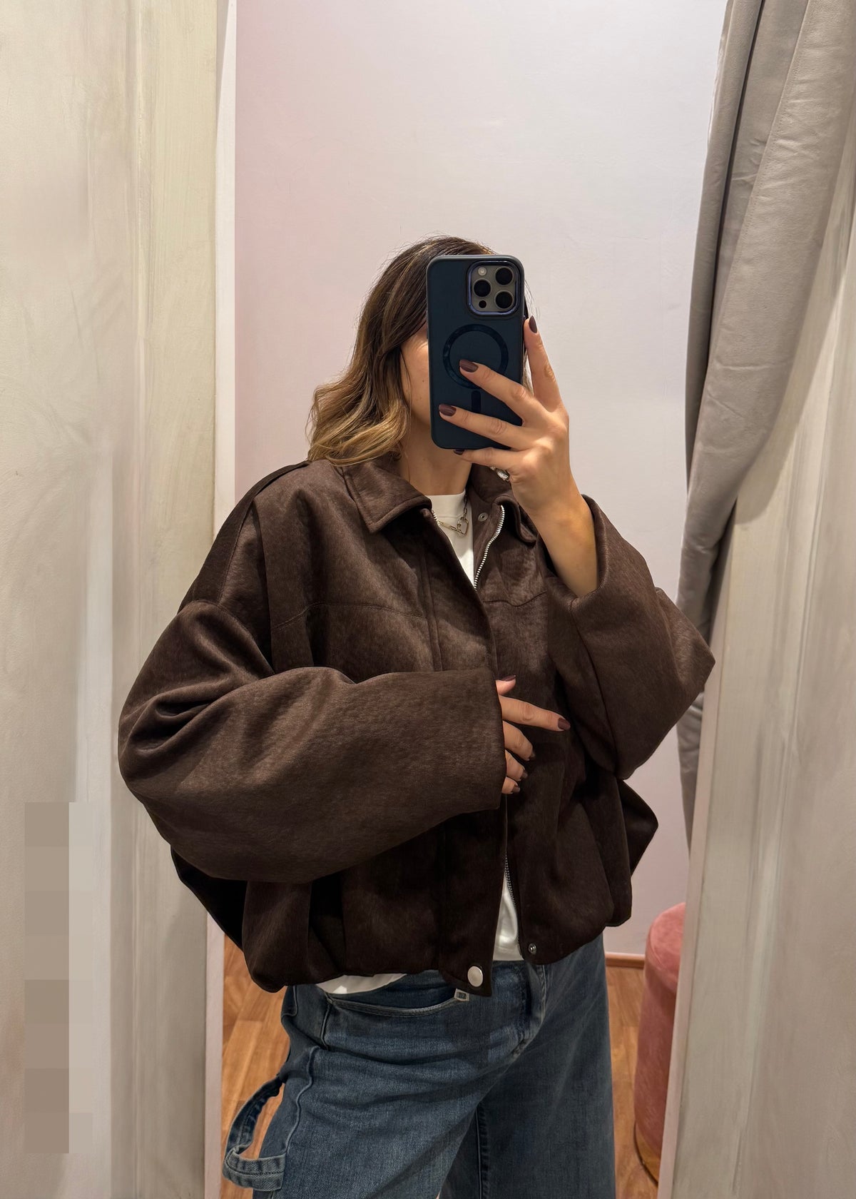 Bomber effetto camoscio Moro - Susy Mix