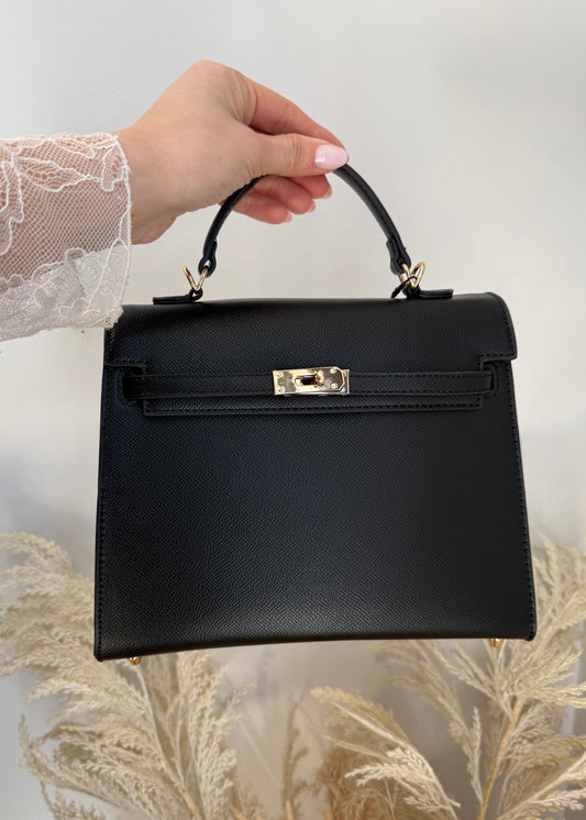 Borsa “Kelly” Media Ecopelle Nera