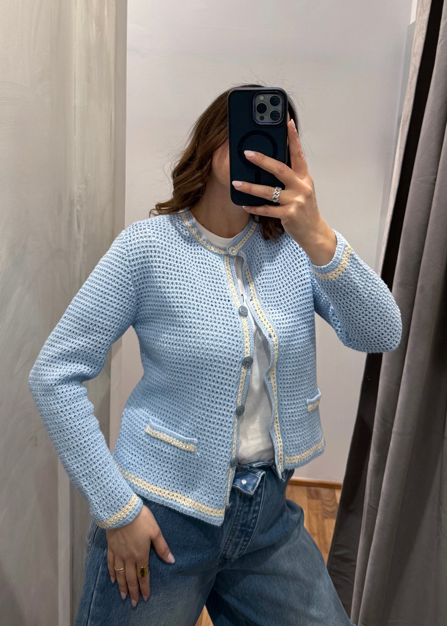 Cardigan Traforato Celeste - SUSY MIX - MARYGIÒ
