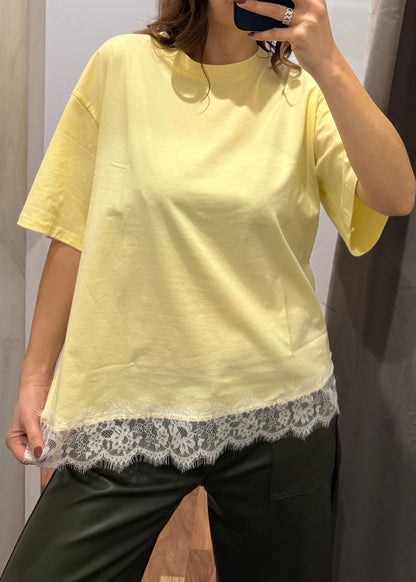 T-shirt Over con Pizzo Gialla - SUSY MIX