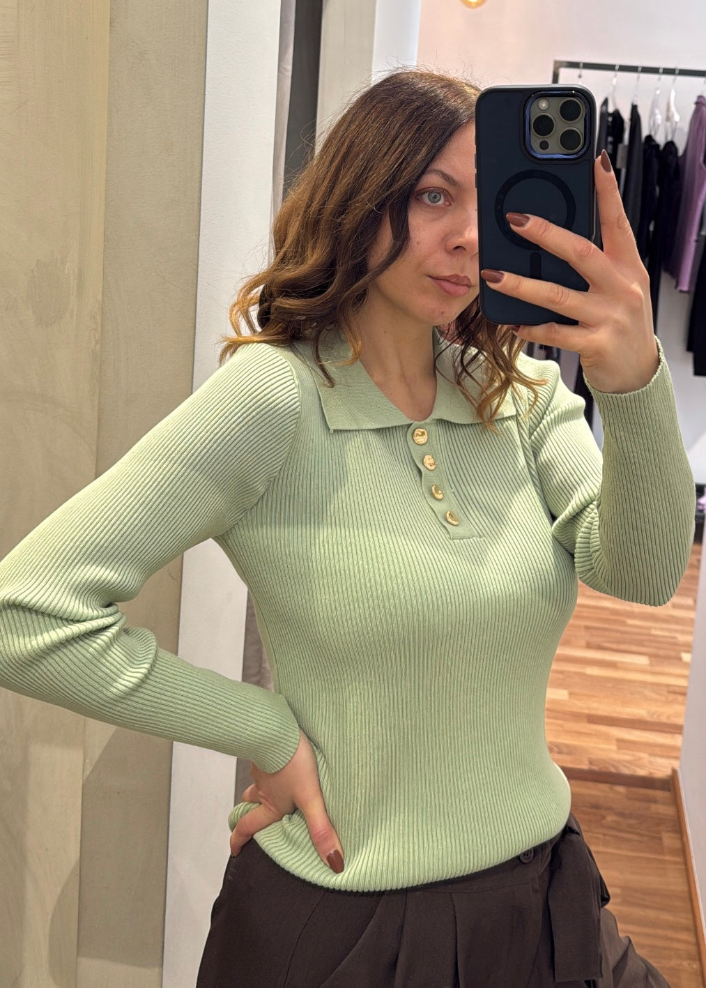 Maglia Polo a Costine Verde acqua - MARYGIÒ