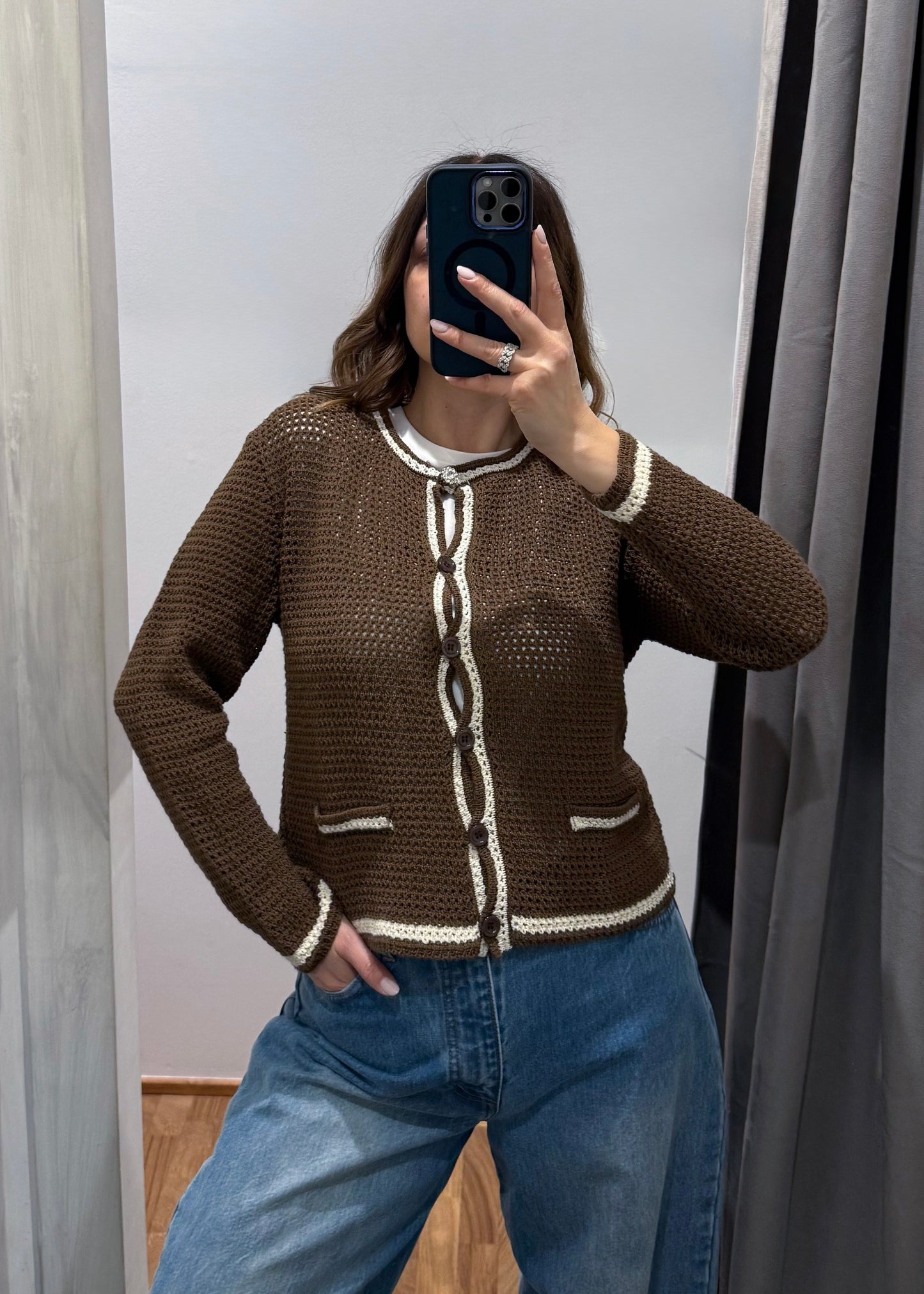 Cardigan Traforato Cacao - SUSY MIX - MARYGIÒ