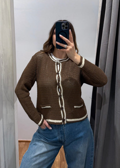 Cardigan Traforato Cacao - SUSY MIX - MARYGIÒ