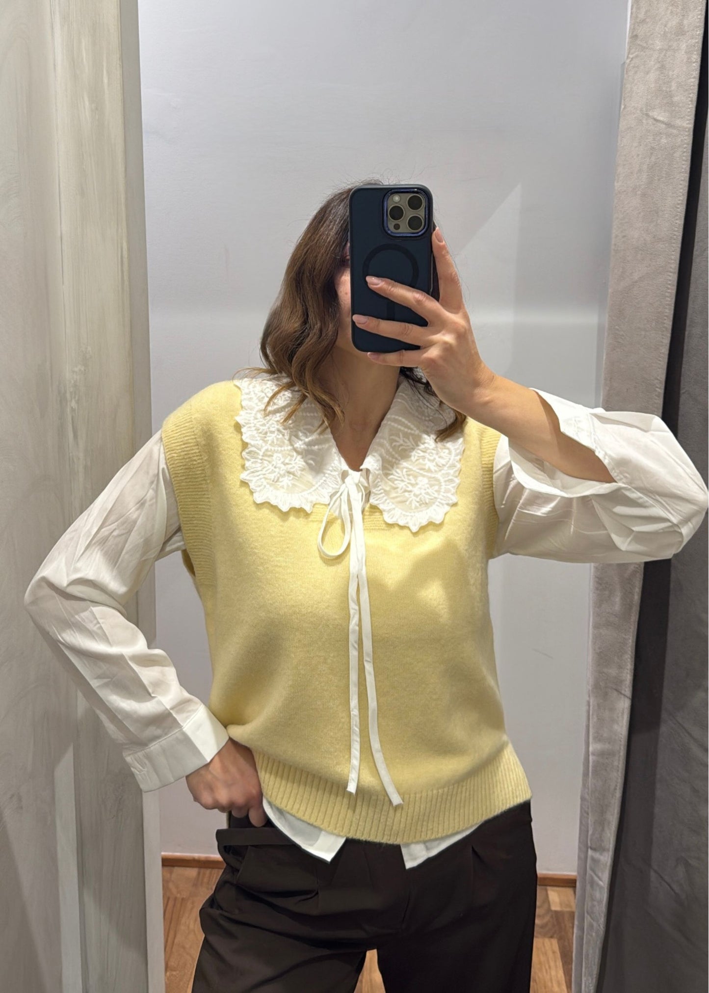 Set Gilet con Camicia Giallo