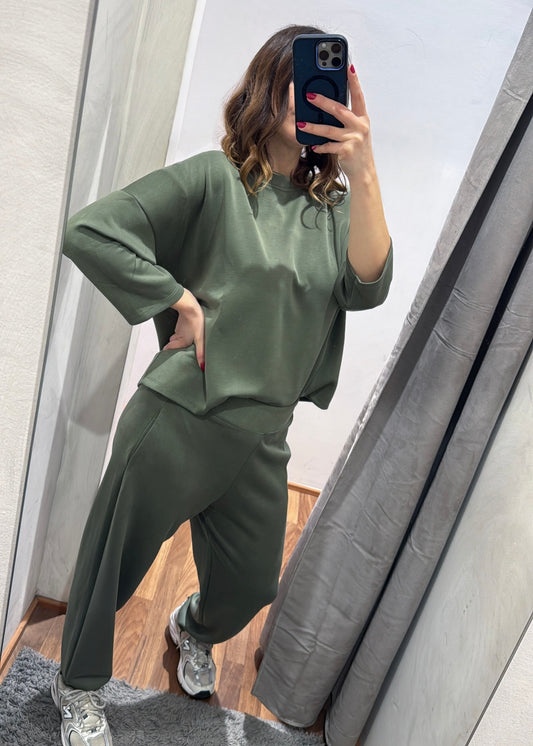Completo Tuta in Scuba Leggera Verde Militare - SUSY MIX - MARYGIÒ