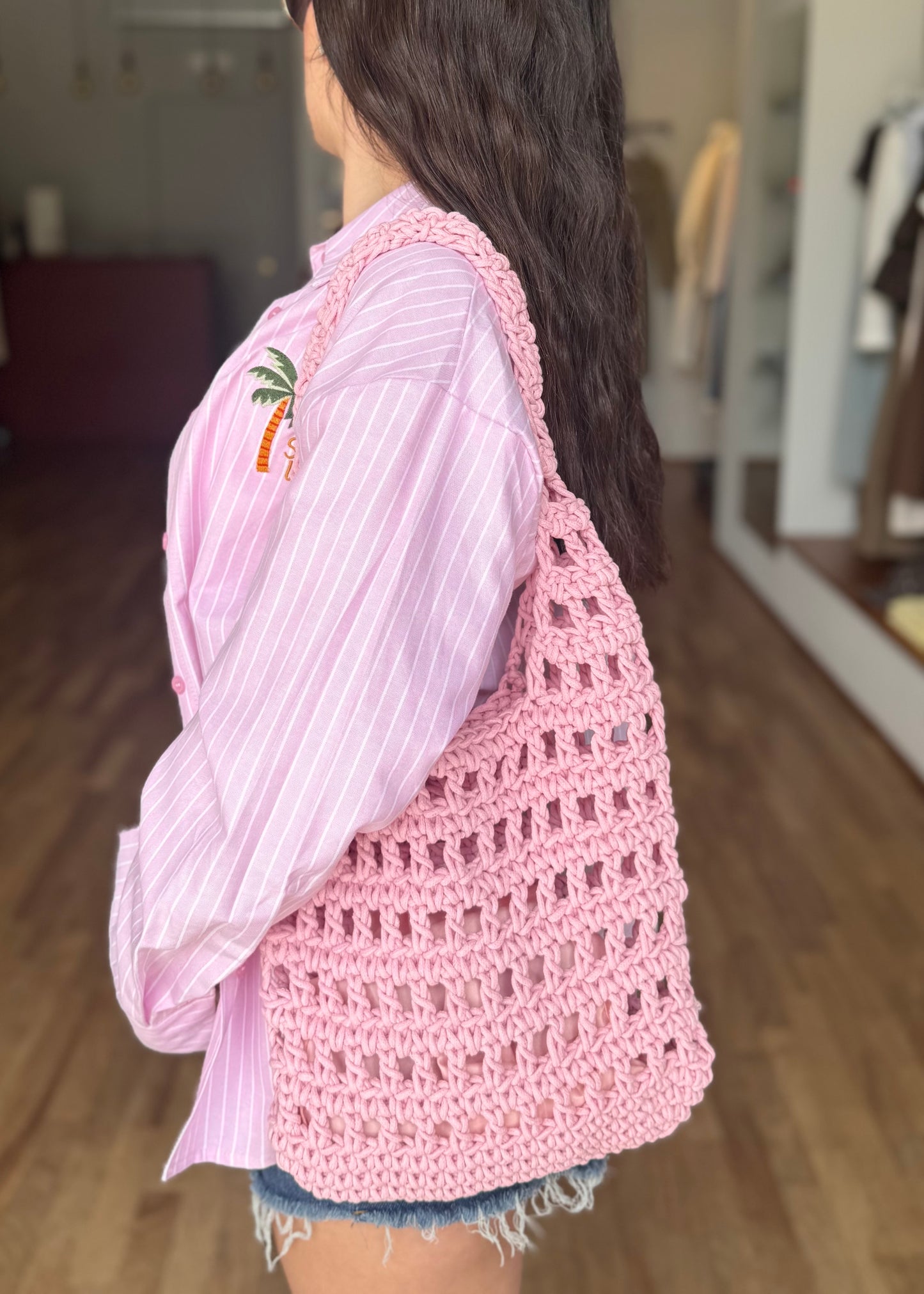 Borsa Uncinetto a Spalla Rosa - MARYGIÒ