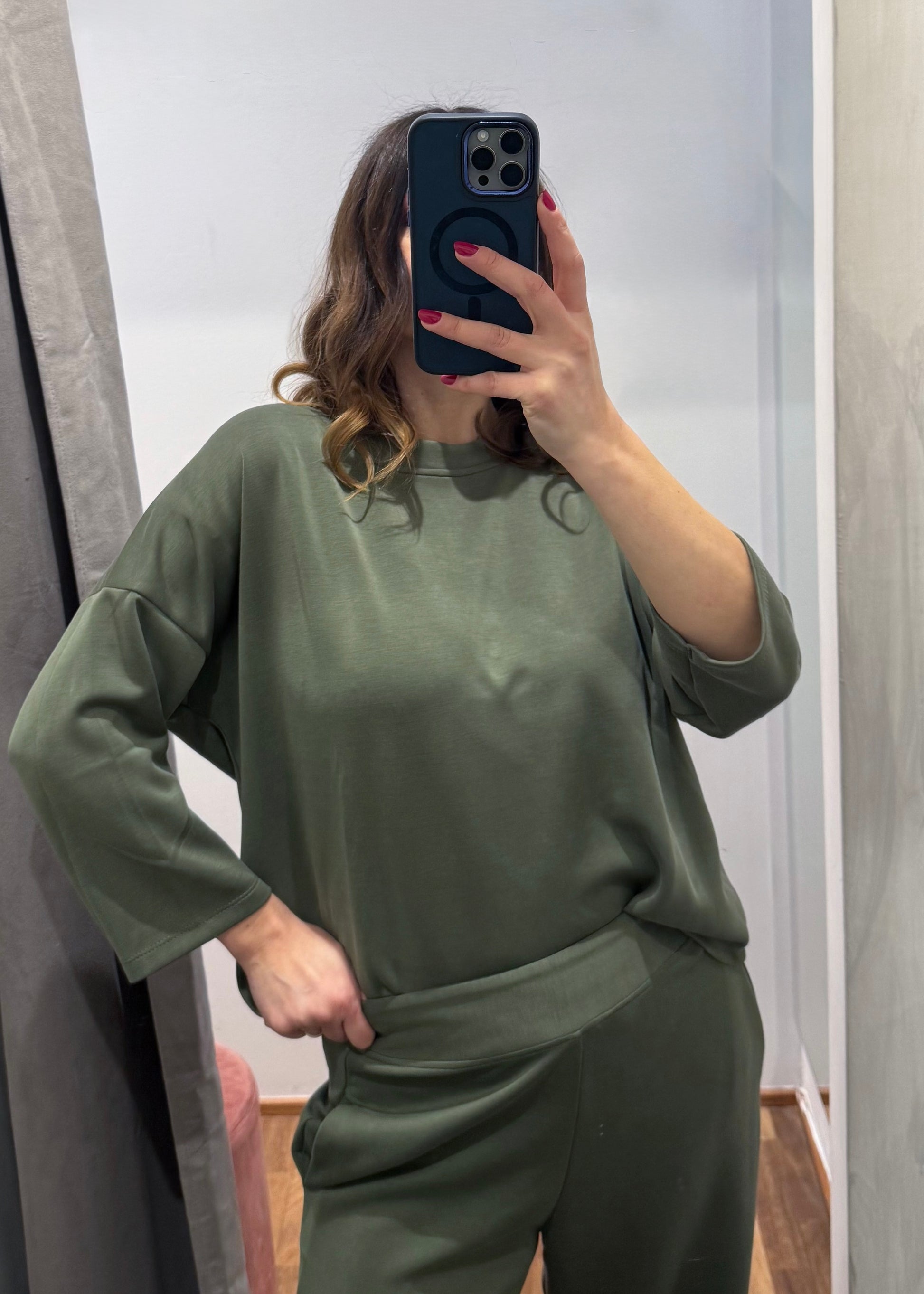 Completo Tuta in Scuba Leggera Verde Militare - SUSY MIX - MARYGIÒ