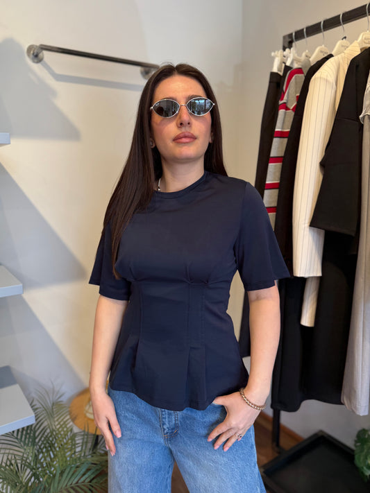 Top Blu con Pinces - LUMINA