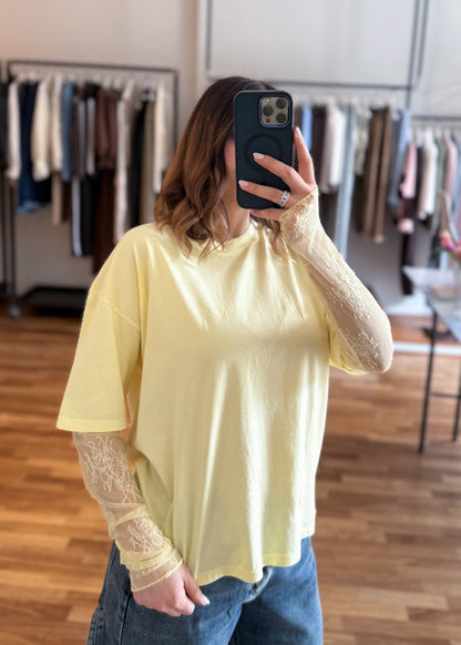 T-shirt Manica Pizzo Gialla - SUSY MIX - MARYGIÒ