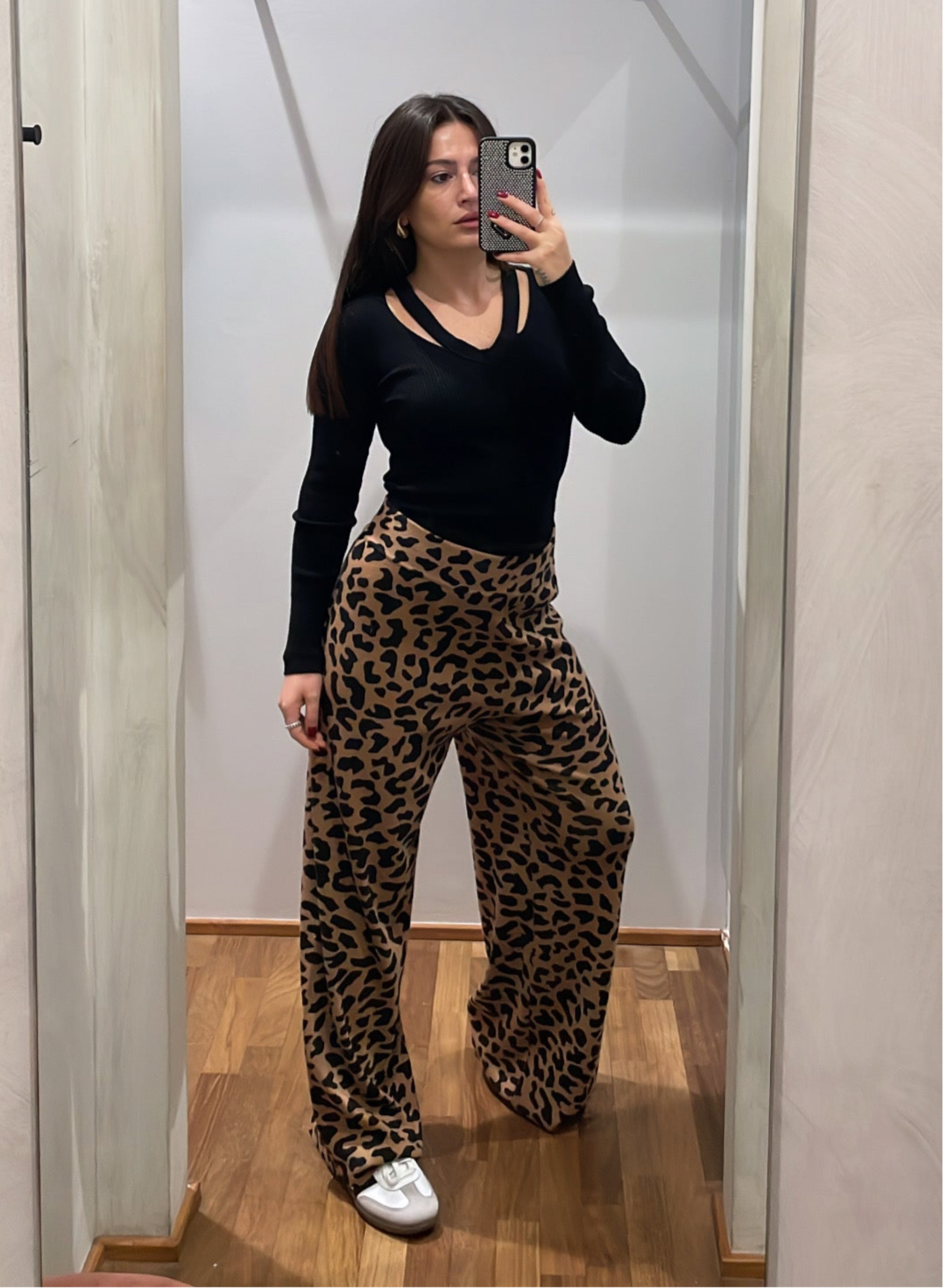 PANTALONE MAGLIA ANIMALIER - TENSIONE IN