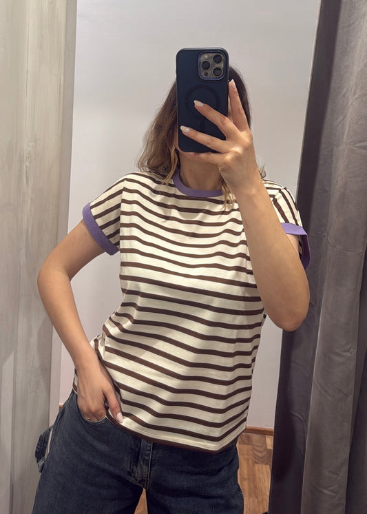 T-shirt Righe Tabacco - SUSY MIX
