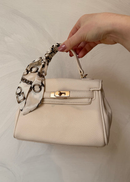 Borsa Ecopelle Lucchetto con Foulard Panna